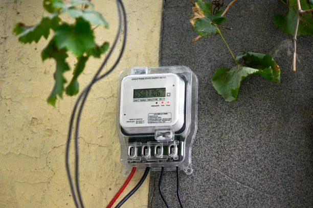 Medidor en una pared con detalles visibles que ilustran cómo leer un medidor bidireccional y entender el funcionamiento para una lectura correcta de tu consumo energético.