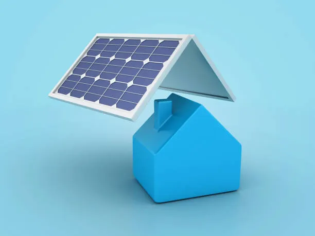 Vivienda moderna con panel solar superior que demuestra el uso de inversores solares en hogares